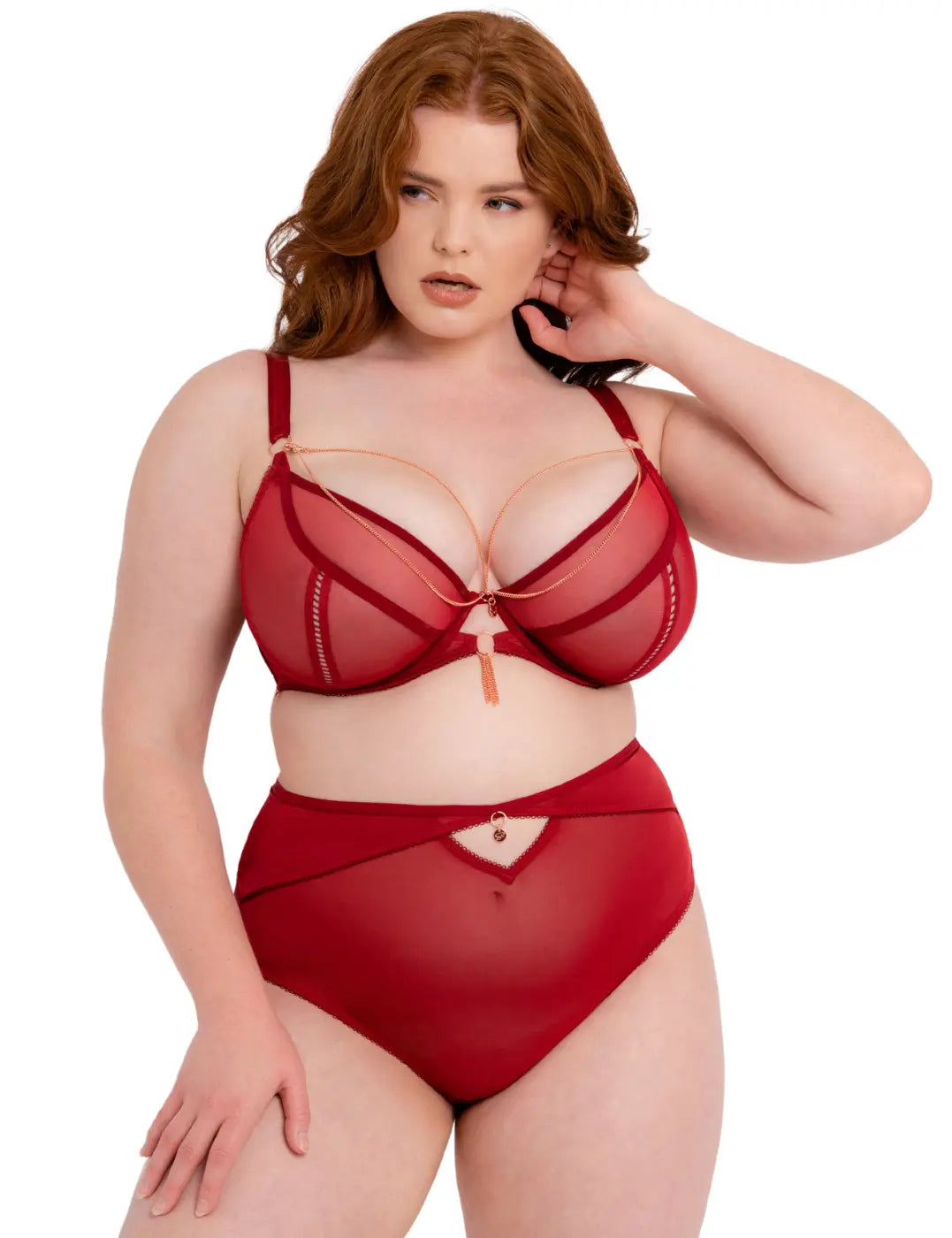 Curvy Kate Scantilly Unchained Deep Red Plunge Bra Chayil D Plus Lingerie 